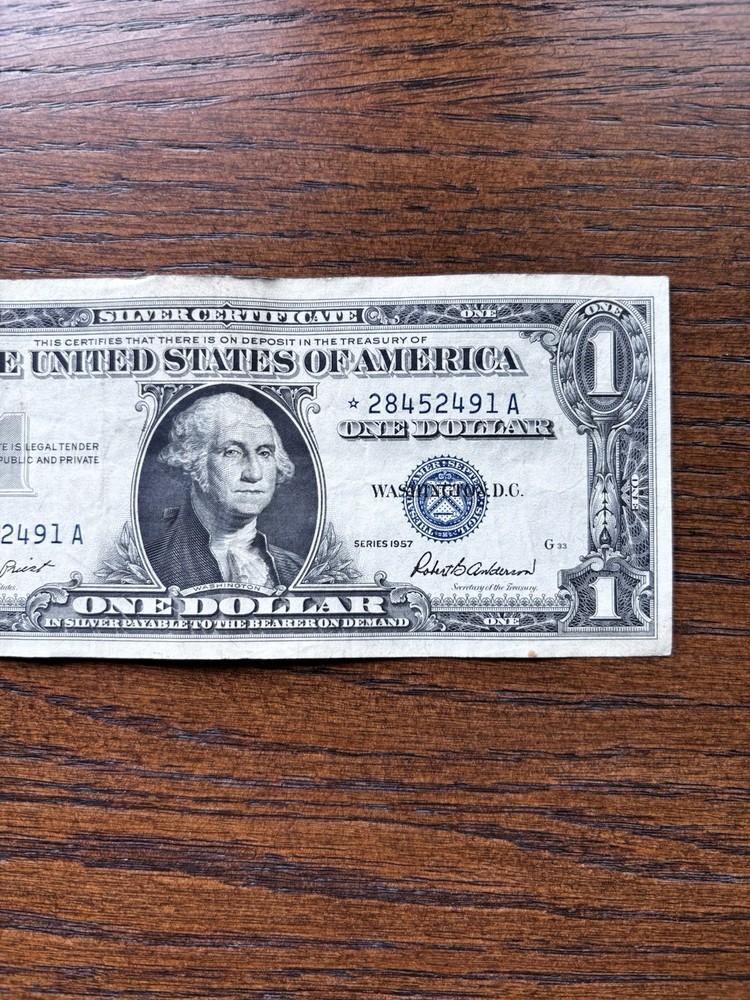 1957 $1 SILVER CERTIFICATE *STAR* NOTE BLUE SEAL Lightly Circulated