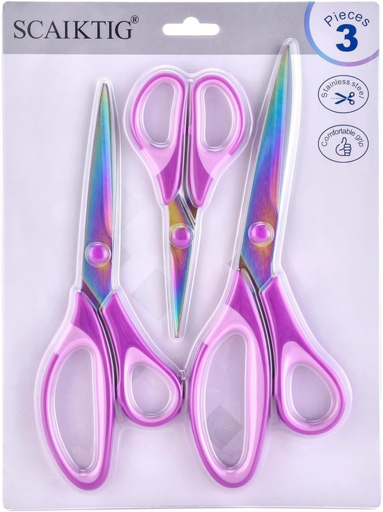 All-Purpose Scissors Set: 3 Sizes with Titanium Coating & Comfort Grip