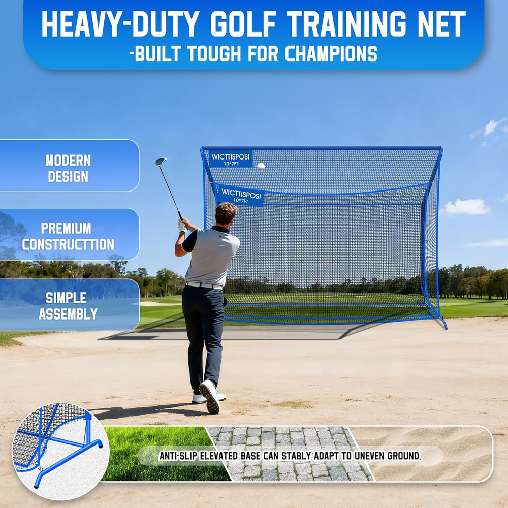 Golf Hitting Net with Extra Striking Net, 10X7Ft/7X7Ft Heavy Duty Golf Practice