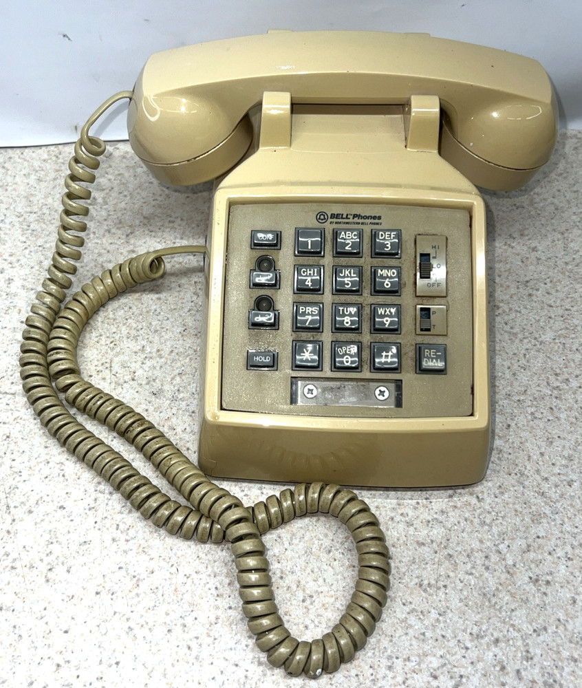 Vintage Bell Phones Model Basic 2-21550 Push Button Desk Phone UNTESTED