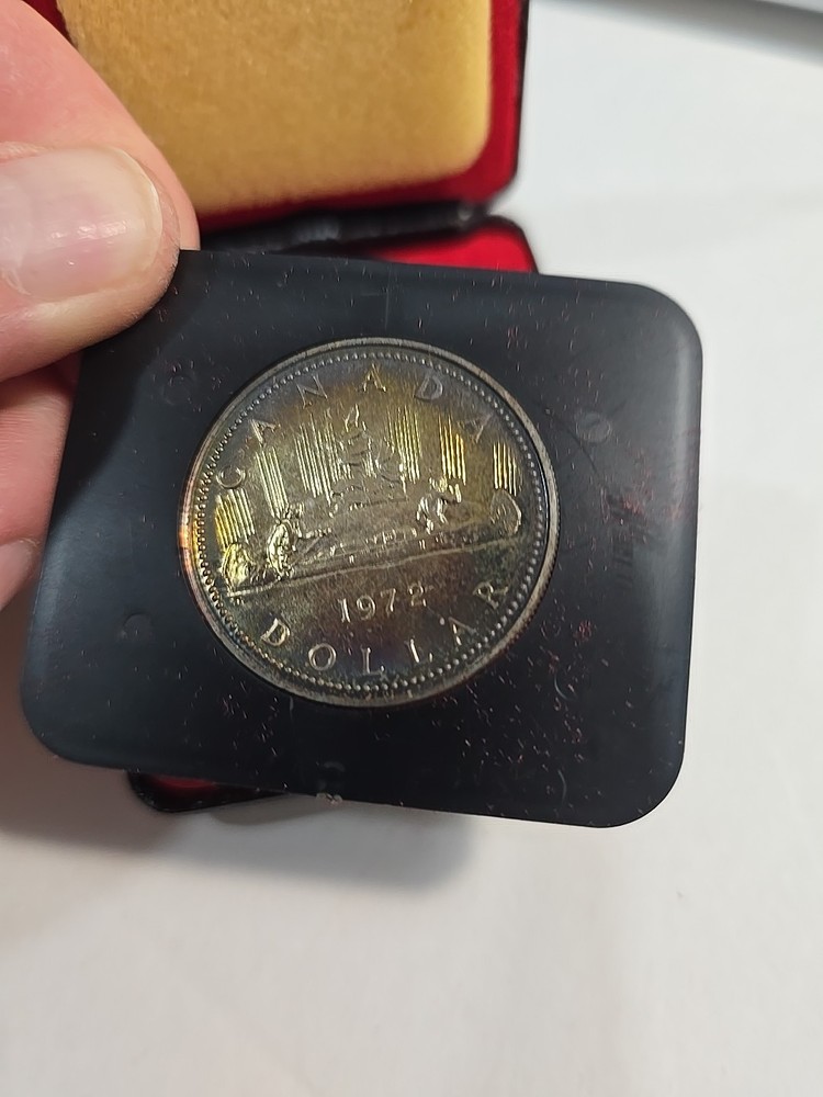 1972 Canada Proof Dollar .500 Silver Canoe **Toned**