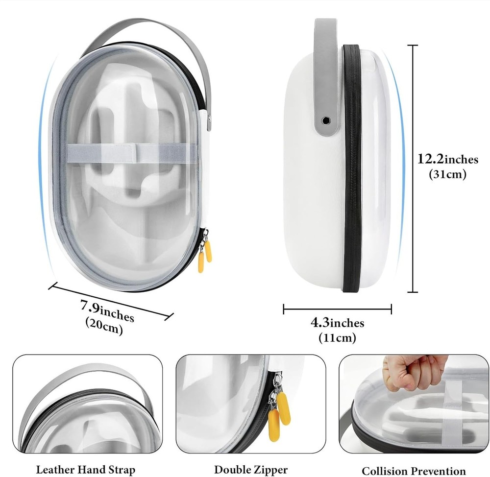 Hard Carrying Case Compatible with Meta Quest2 Protect VR Device -Compact Clear