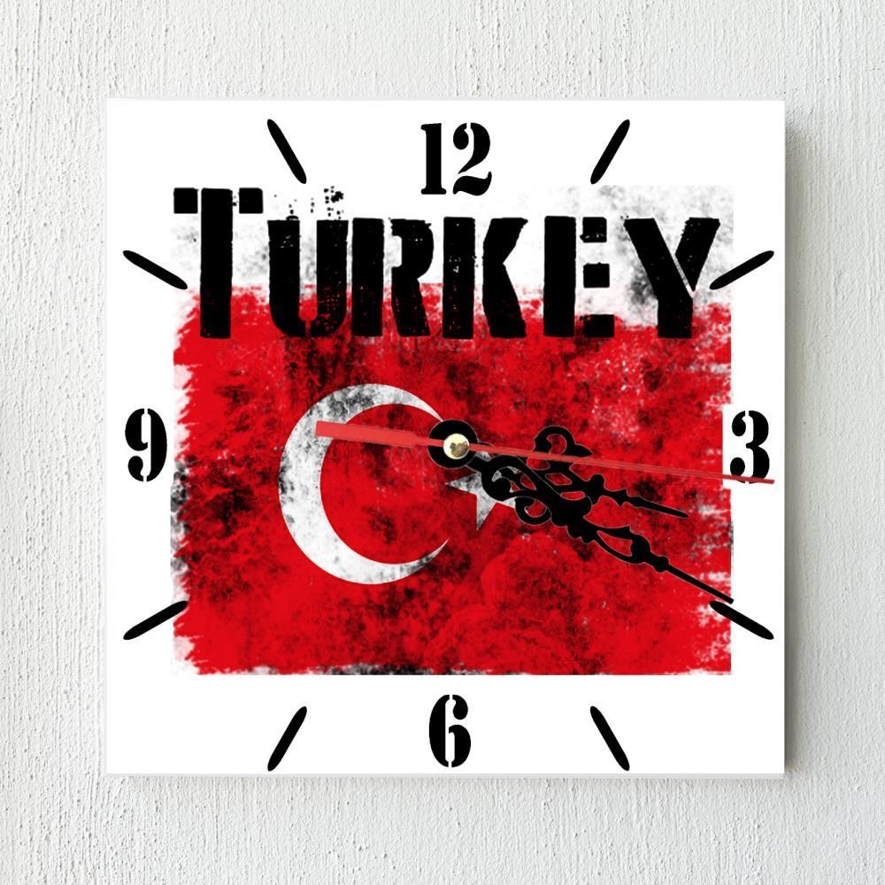Turkey Flag Wall clock patriots CERAMIC Tile Watch Support Décor