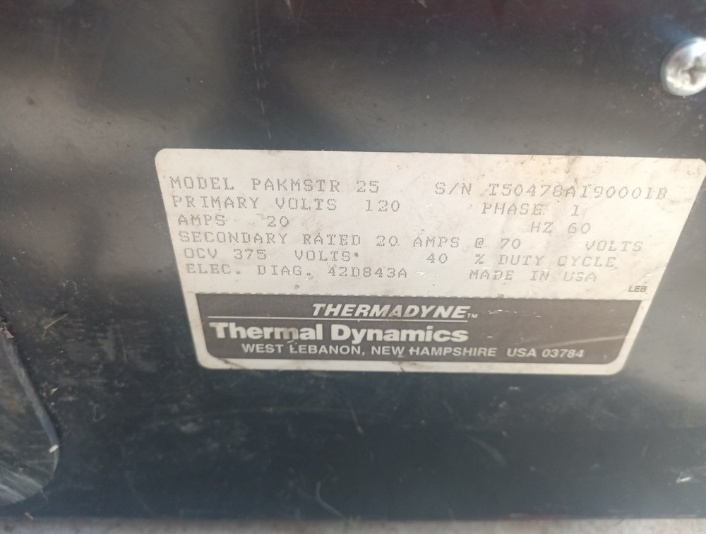 Thermal Dynamics Pakmaster 25 Plasama cutting System / 120 VAC 20 A