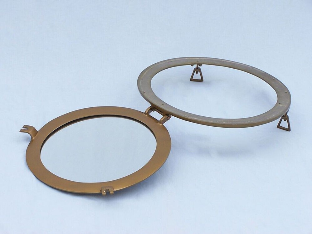 Antique Brass Decorative Ship Porthole Mirror 24"