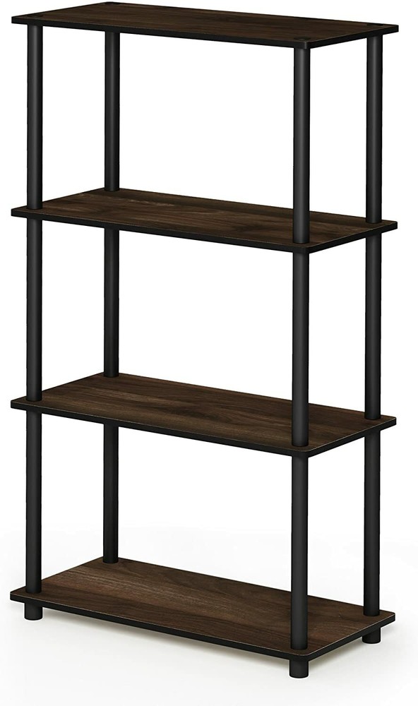 Walnut Black 4 Tier Display Rack Shelf Bookcase Storage Organizer Multipurpose