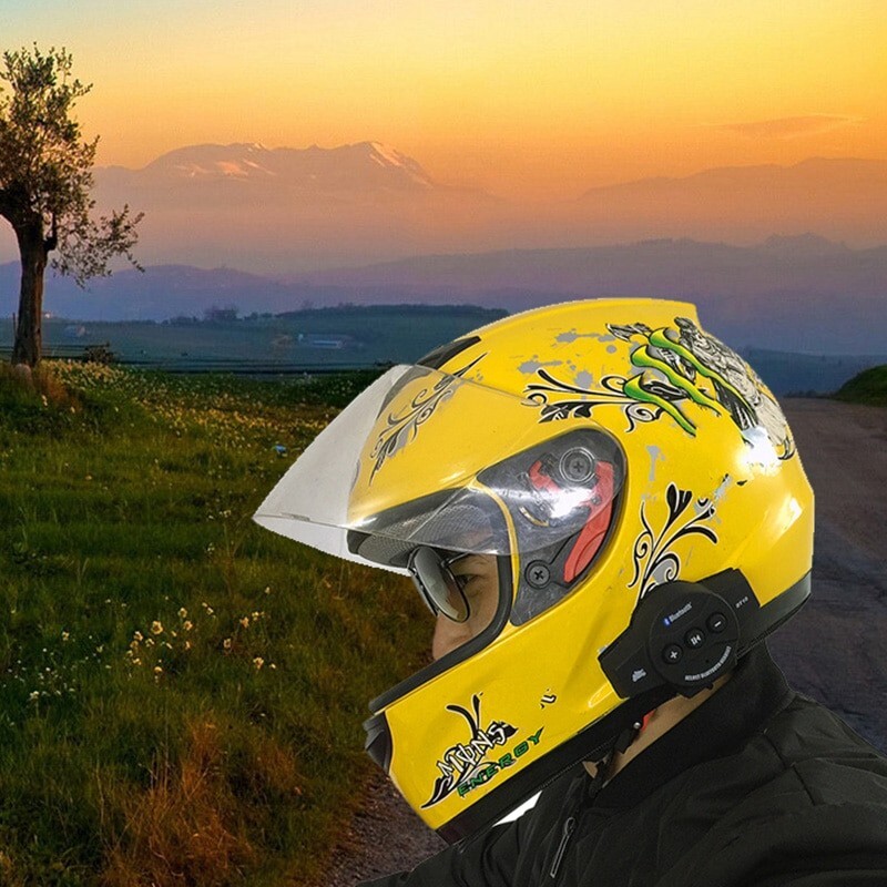 Bluetooth Motorcycle Helmet Interphone Intercom Headset Wireless with Microphone