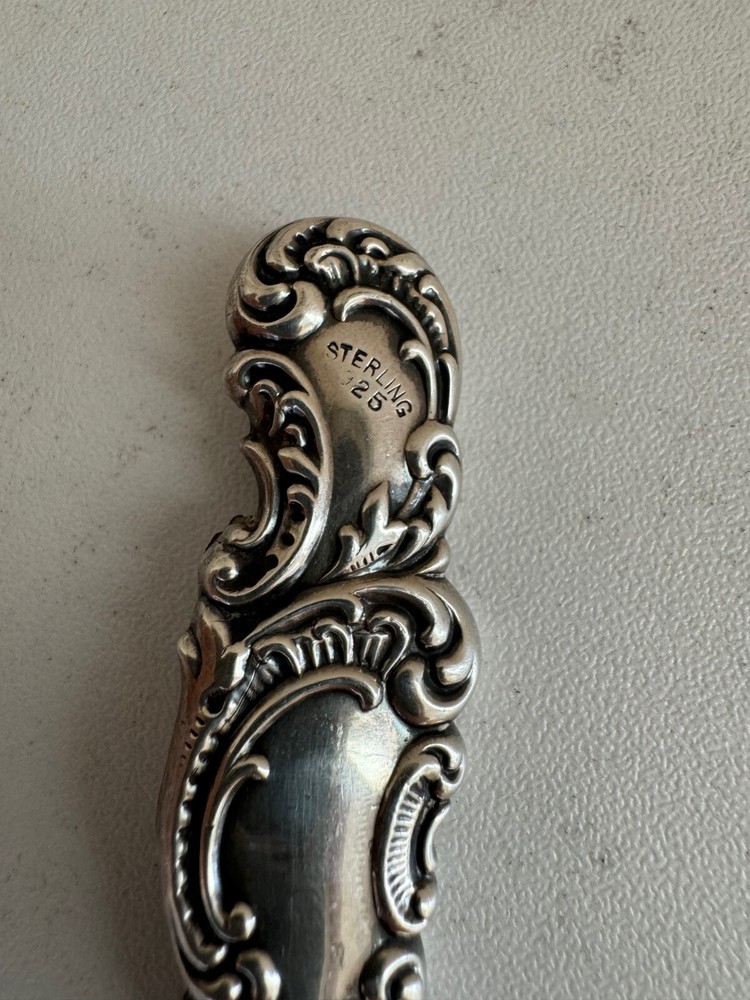 Antique Sterling Silver Handle Button Hook w/ Scrolling Decoration
