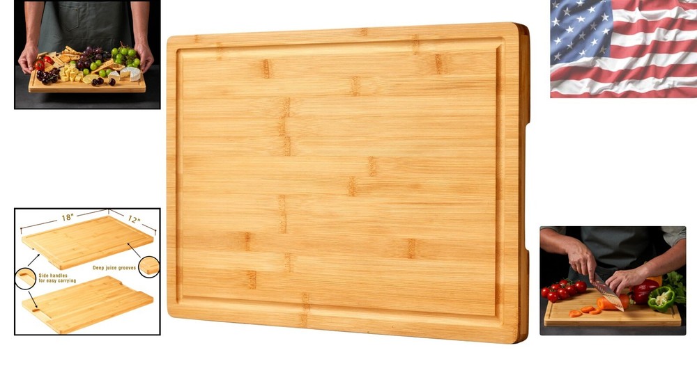 Versatile 18" Bamboo Charcuterie & Cutting Board - Reversible Design, Easy Care