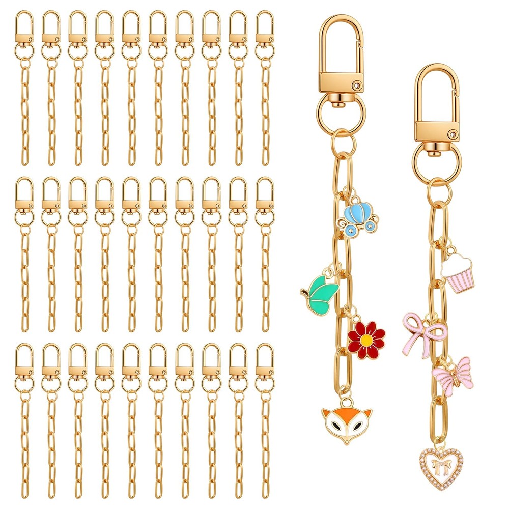 50 Set Keychain Making Kit, Rose Gold DIY Metal Keychain Clips with Key Ring ...