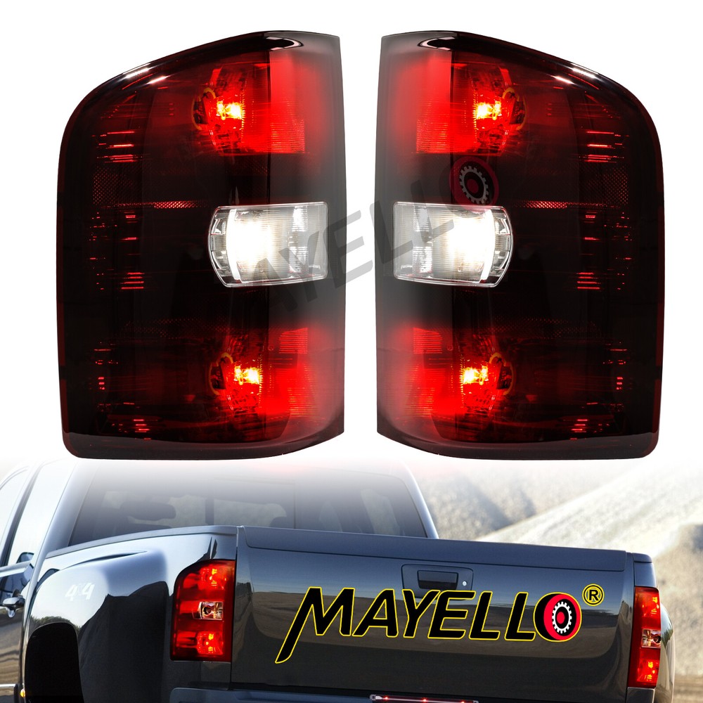Pair Smoke Red Tail Lights For 2007 2008-2013 Chevy Silverado 1500 2500 3500 HD
