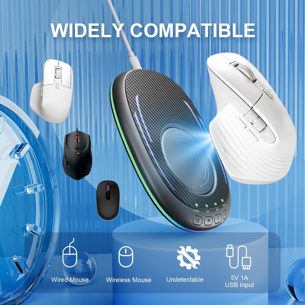 Undetectable Mouse Mover,Ultra-Thin & Silent Mouse Jiggler with Timer,Driver-...