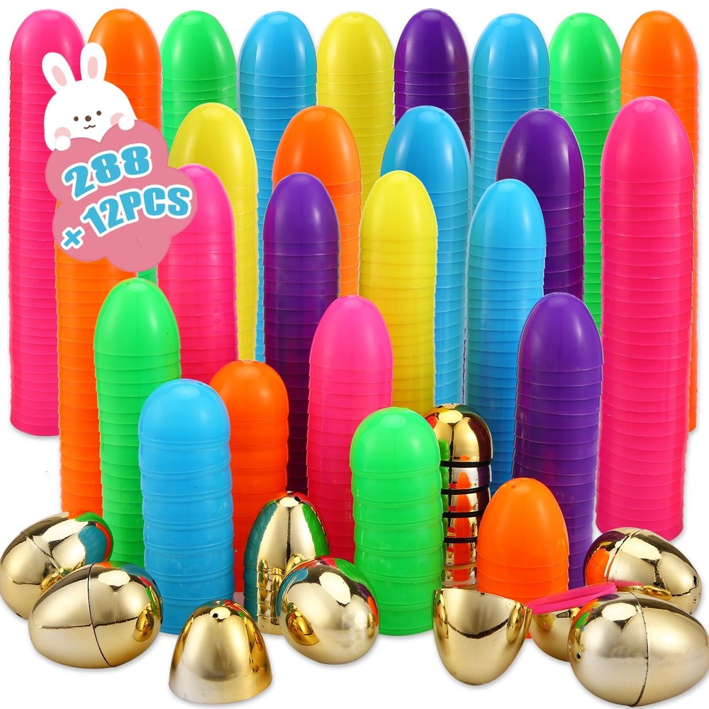 300 Pcs Easter Eggs,2.35" Assorted Bright Colors Plastic Easter Eggs for East...