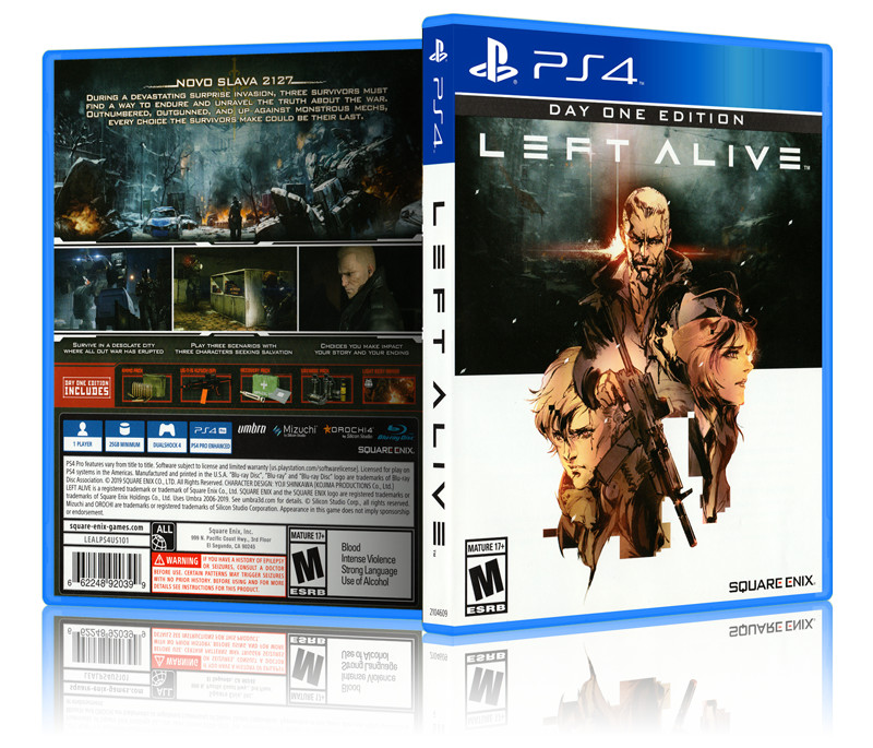 Left Alive - Replacement PS4 Cover and Case. NO GAME!!
