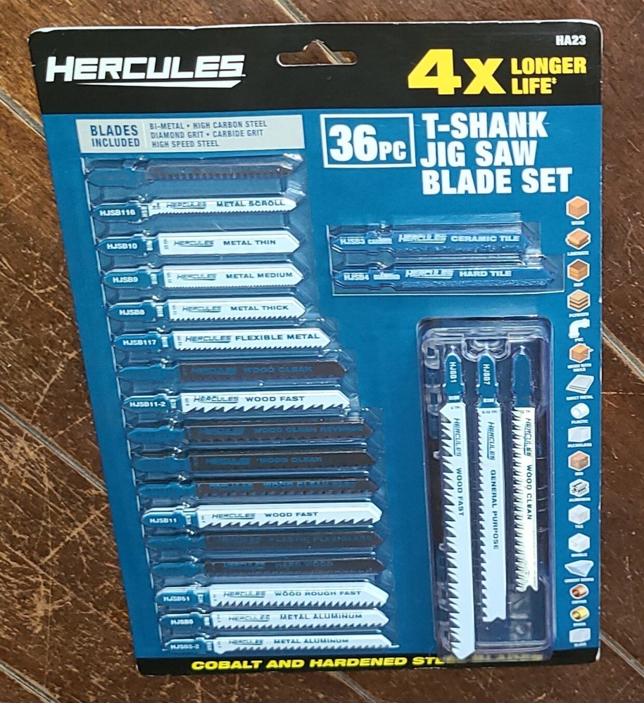 HERCULES 36pc T-Shank Jigsaw Blade Set w/Storage Case ~ Model #58174