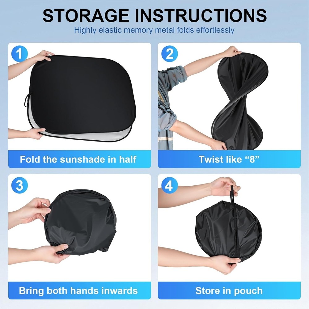 Universal Fit Windshield Sunshade - Foldable 2-Piece Design, Blocks UV Rays