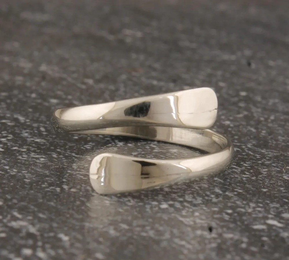 Adjustable Sterling Silver Wrap Ring: Handmade Boho Thumb Jewelry Statement Ring
