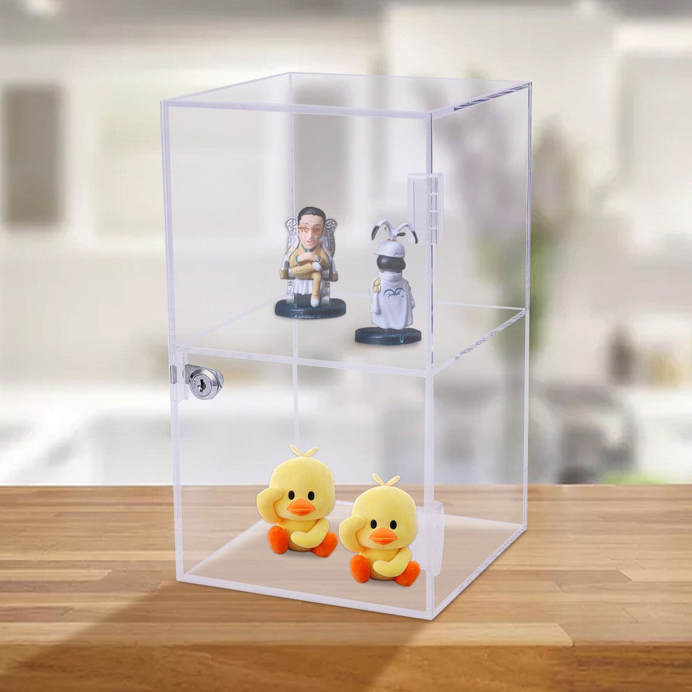 2-Layer Acrylic Display Case with Security Lock for Collectibles and Merchandise
