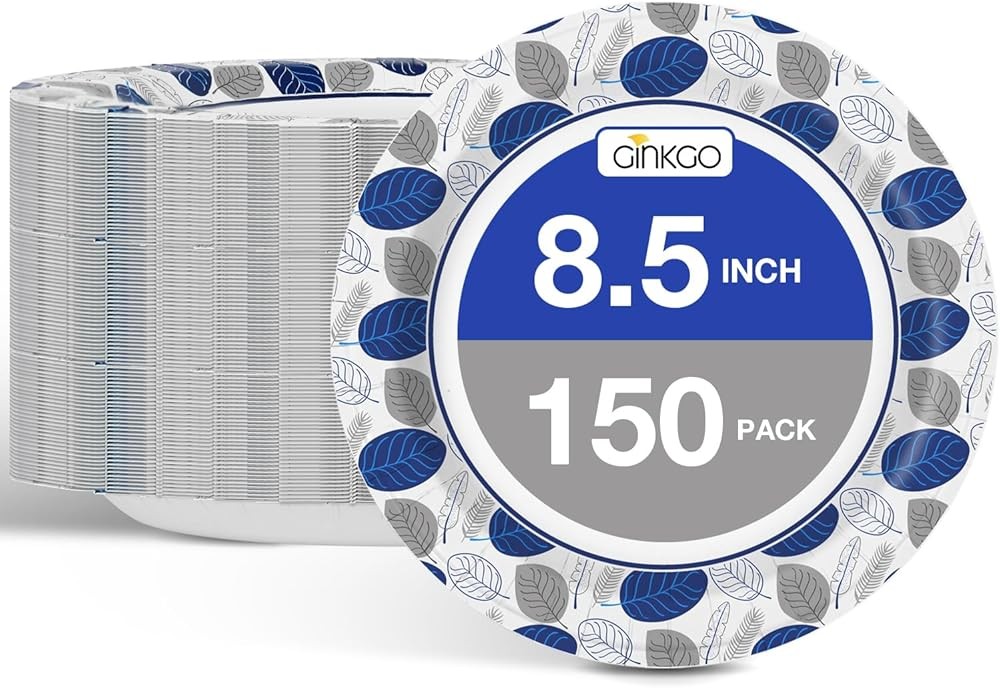 Paper Plates 8.5 Inch Bulk, Heavy Duty Medium Disposable Dert