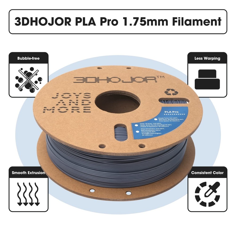 PLA Pro (Plus) Filament 1.75mm, 3D Printer Filament PLA+, Cardboard Spool 3D ...