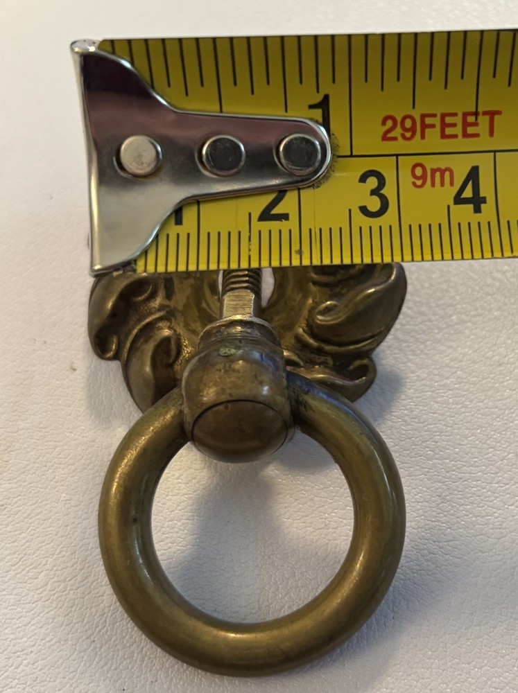 Set of 4 Antique Brass Drawer Ring Pulls with Rosette Backplates