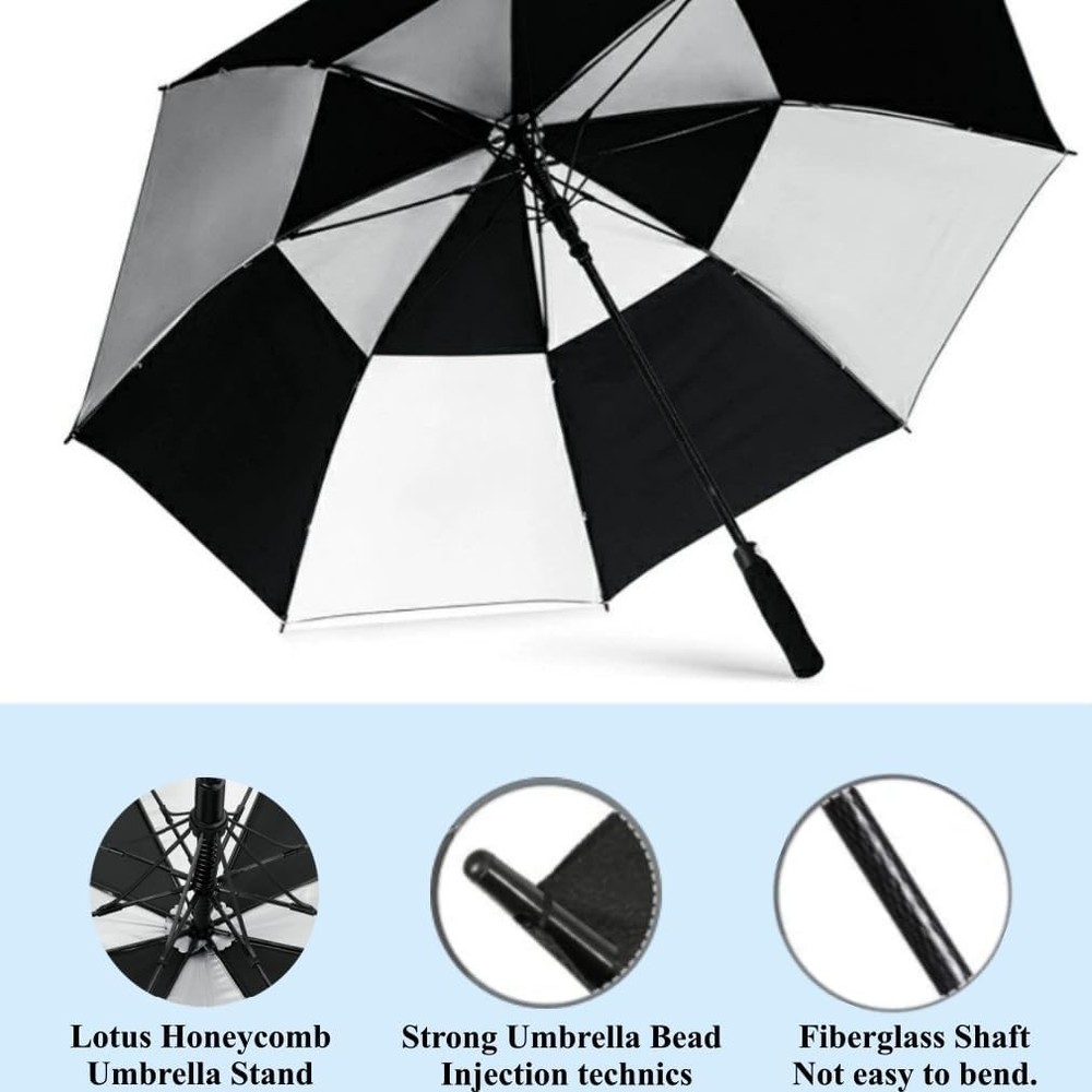 ROYMADE Automatic Open Golf Umbrella Oversize Double Canopy White+Black