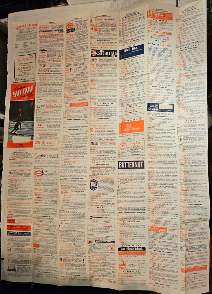 1971 EASTERN SKI MAP GUIDE. See Description For More.