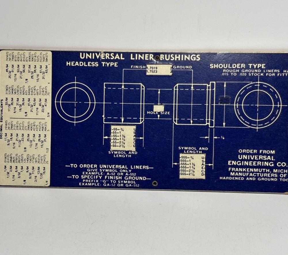 Vintage Universal Plain Renewable Bushings Slide Rule