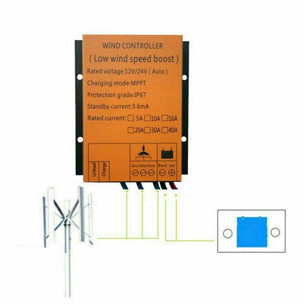 800W MPPT Wind Generator Charge Controller Battery Boost Regulator 12V 24V