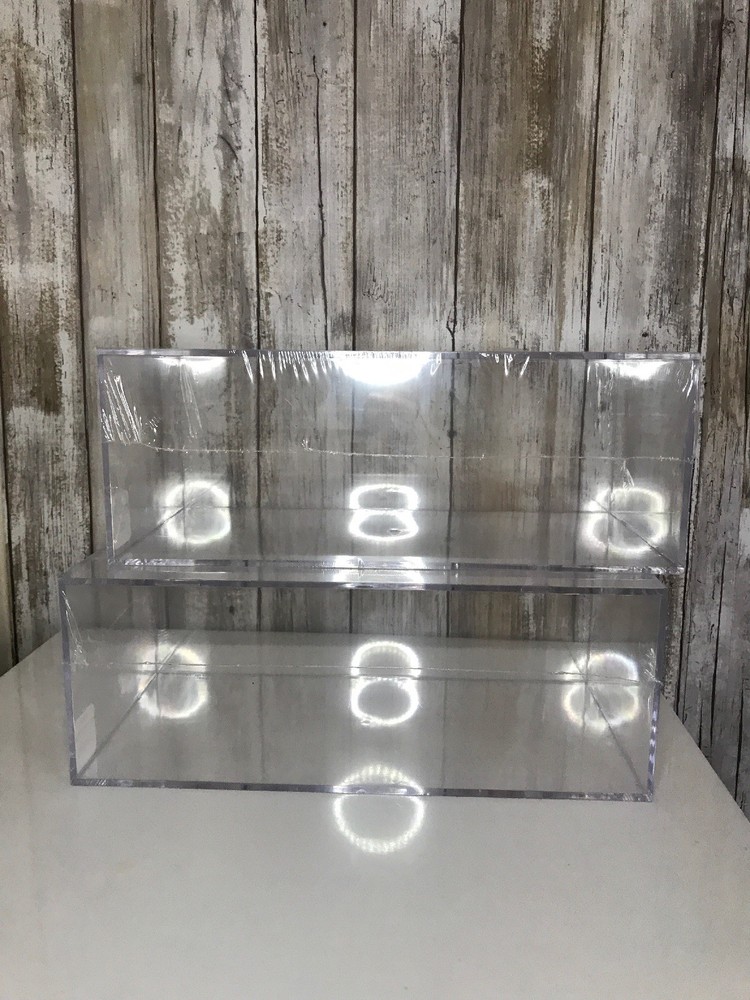 2 Container Store Plastic Clear Race Car Holder Box Racecar Display Cube Boxes