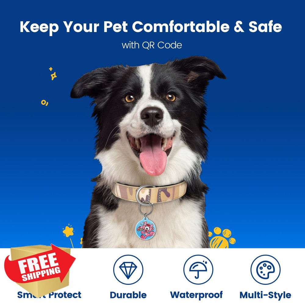 Vivi QR Code Dog Tags 5-Pack Personalized Pet Profile Alerts