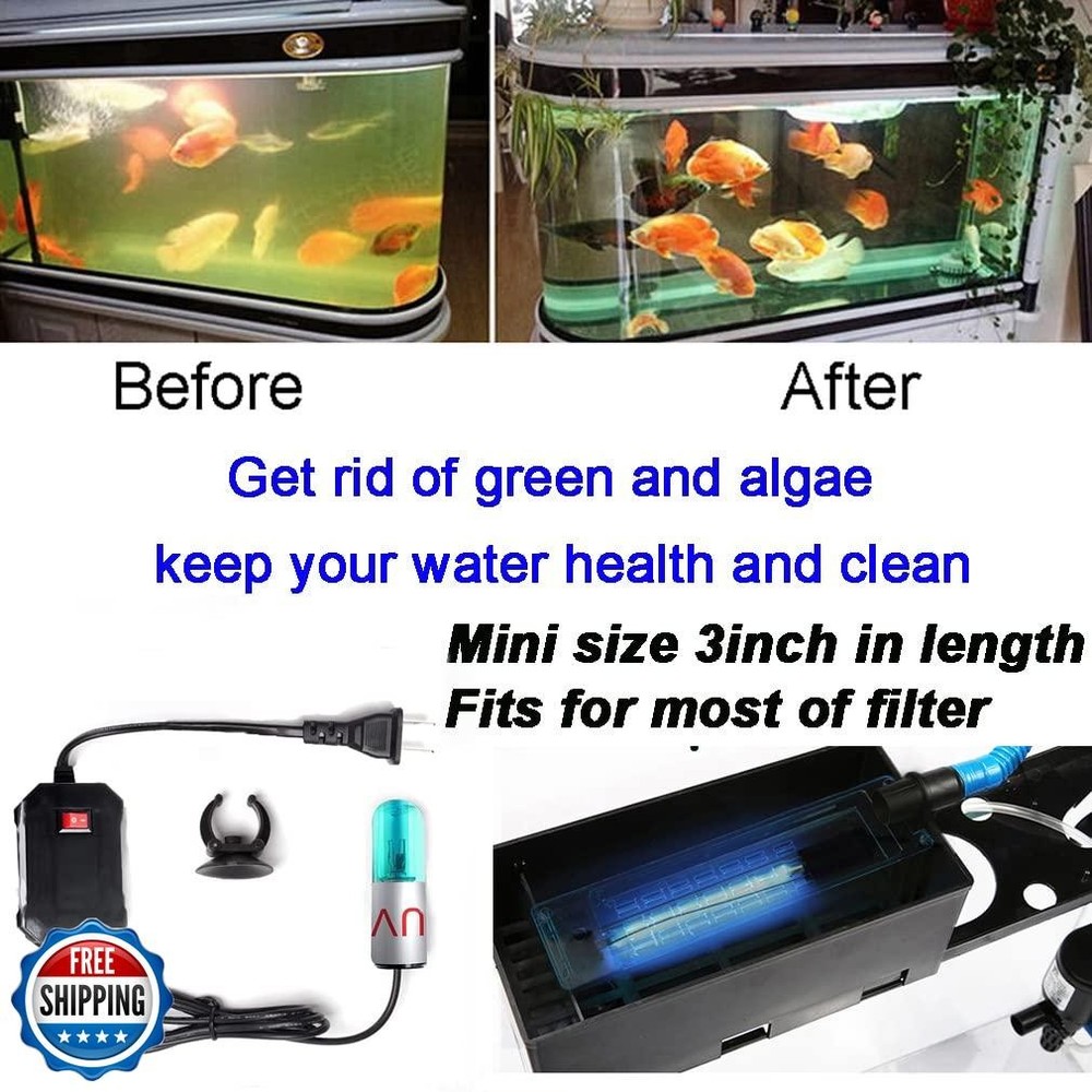 3W Aquarium Clean Light Fish Tank Algae Clean Light Green Water Clean Fish Ta