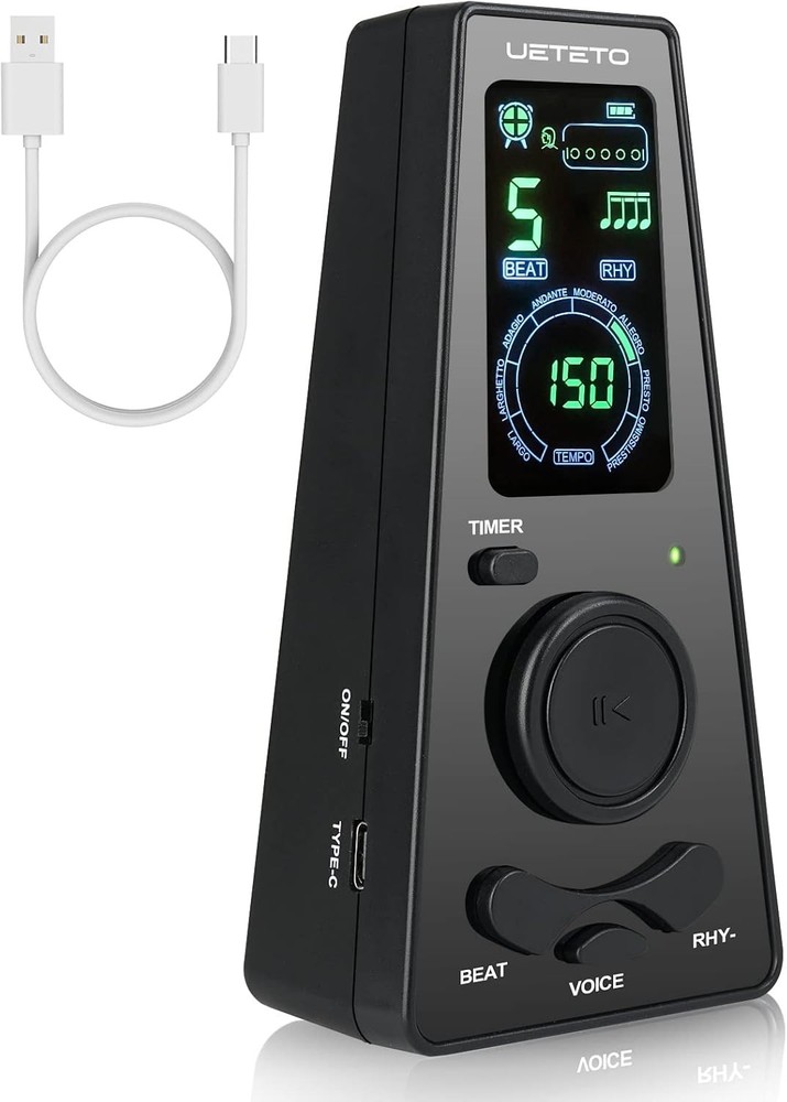 Ueteto Digital Metronome with Timer and Volume Control for Musicians
