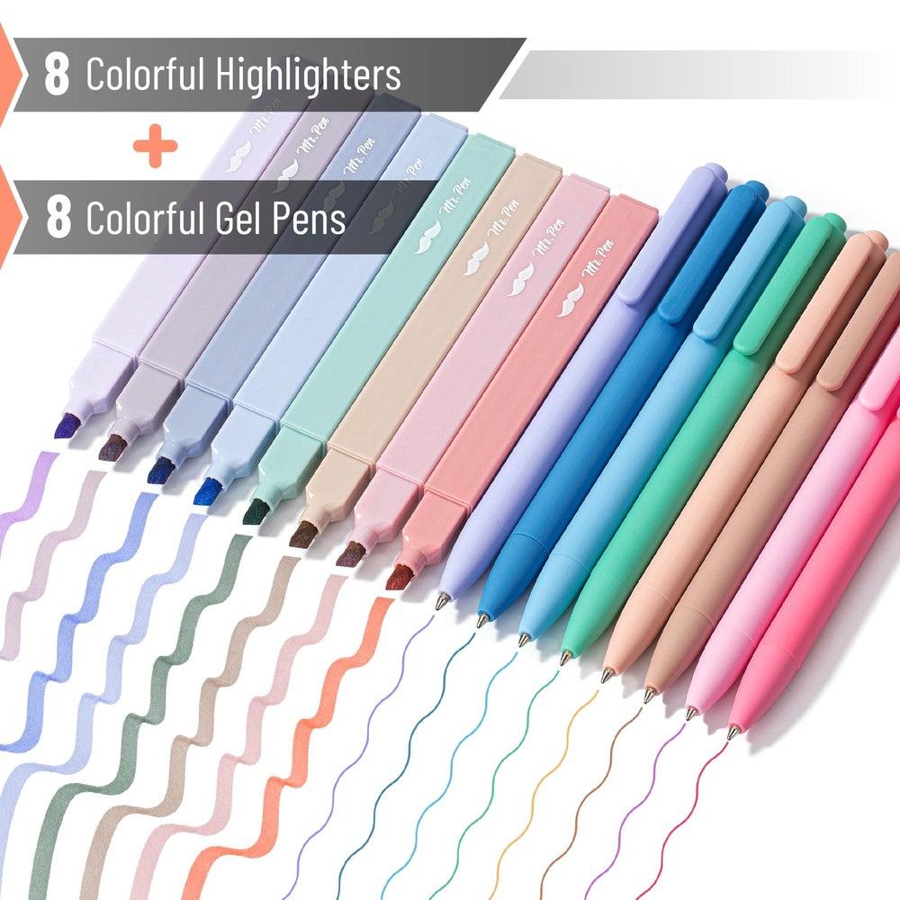 Mr. Pen Aesthetic Bible Highlighter and Set, 16 Pack, 200 Sheets Rainbow