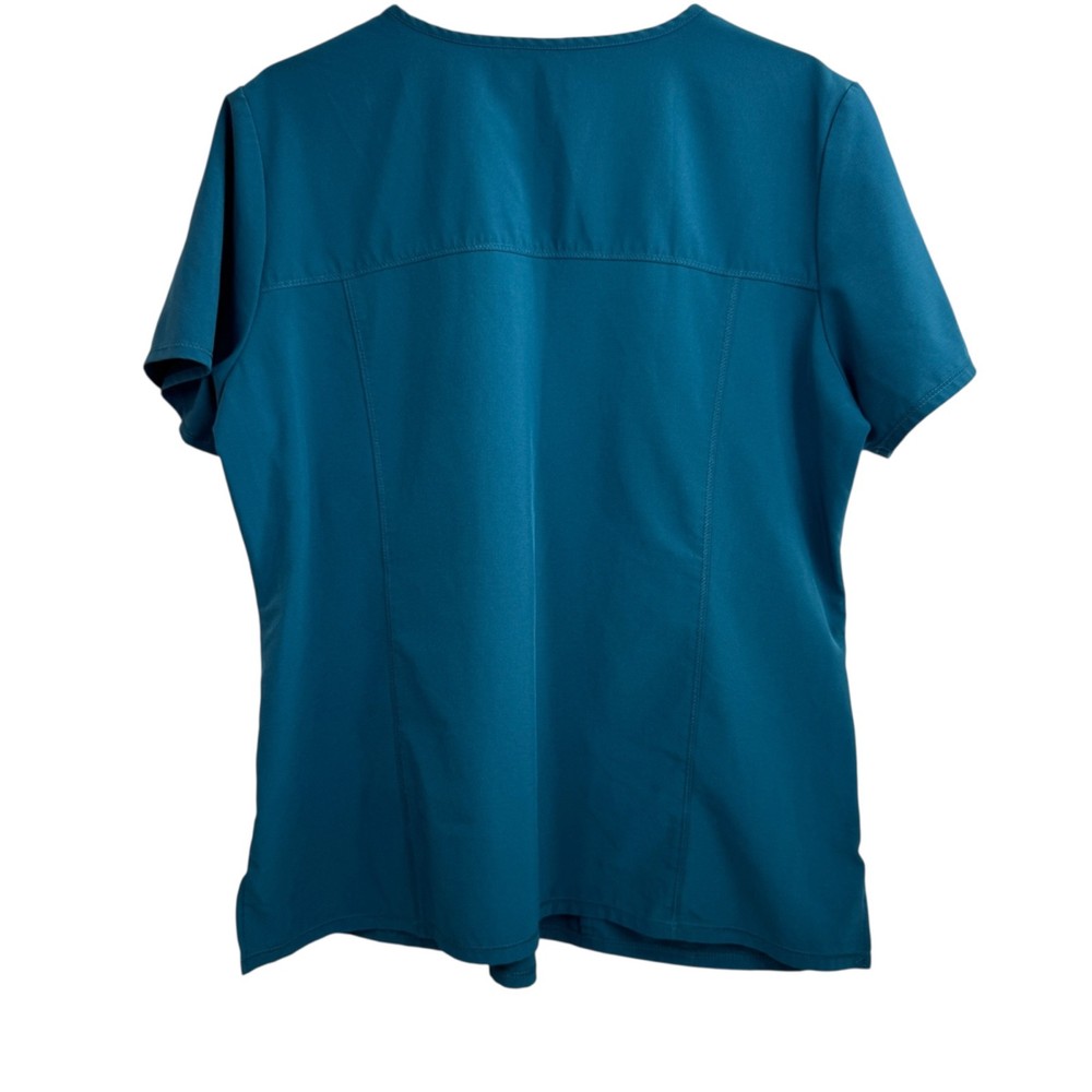 Scrub Star Scrub Top Size L Has Pockets Solid Teal Blue Polyester A26