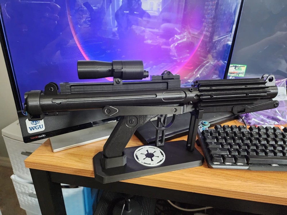 BLACK Edition Stormtrooper E-11 Blaster Rifle with STAND | 3D Printed