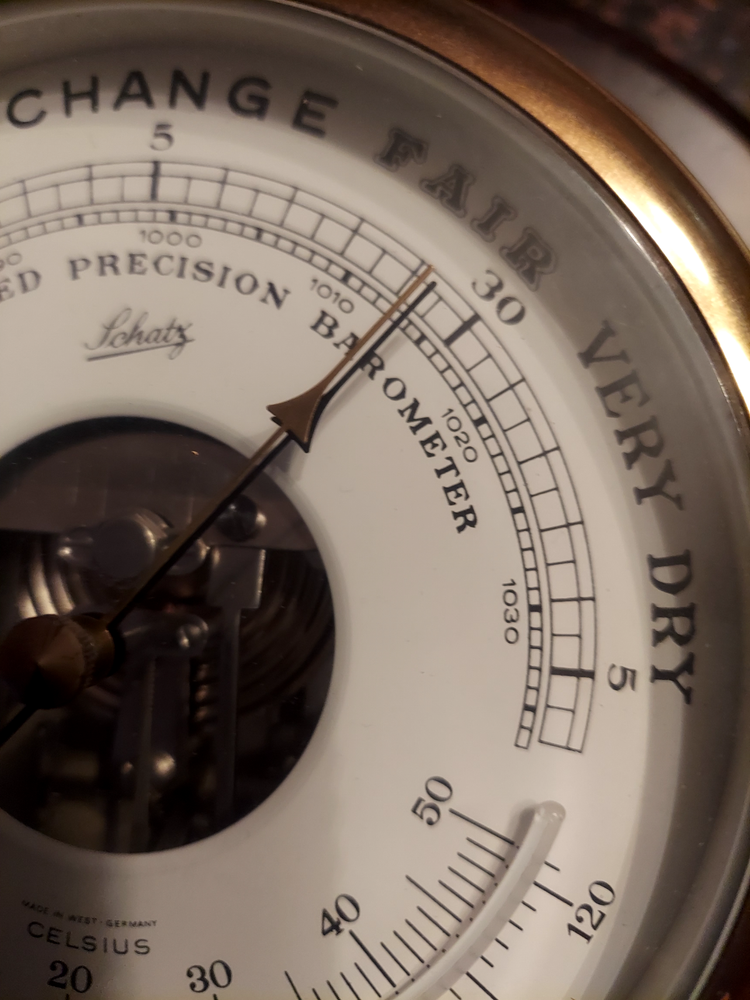 Schatz Brass Ship's Compensated Precision Barometer & Thermometer, West Germany