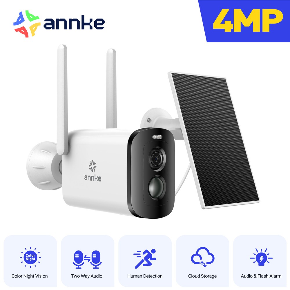 ANNKE 4MP Wireless Color Night PIR Security Camera Solar Battery Two-Way Audio