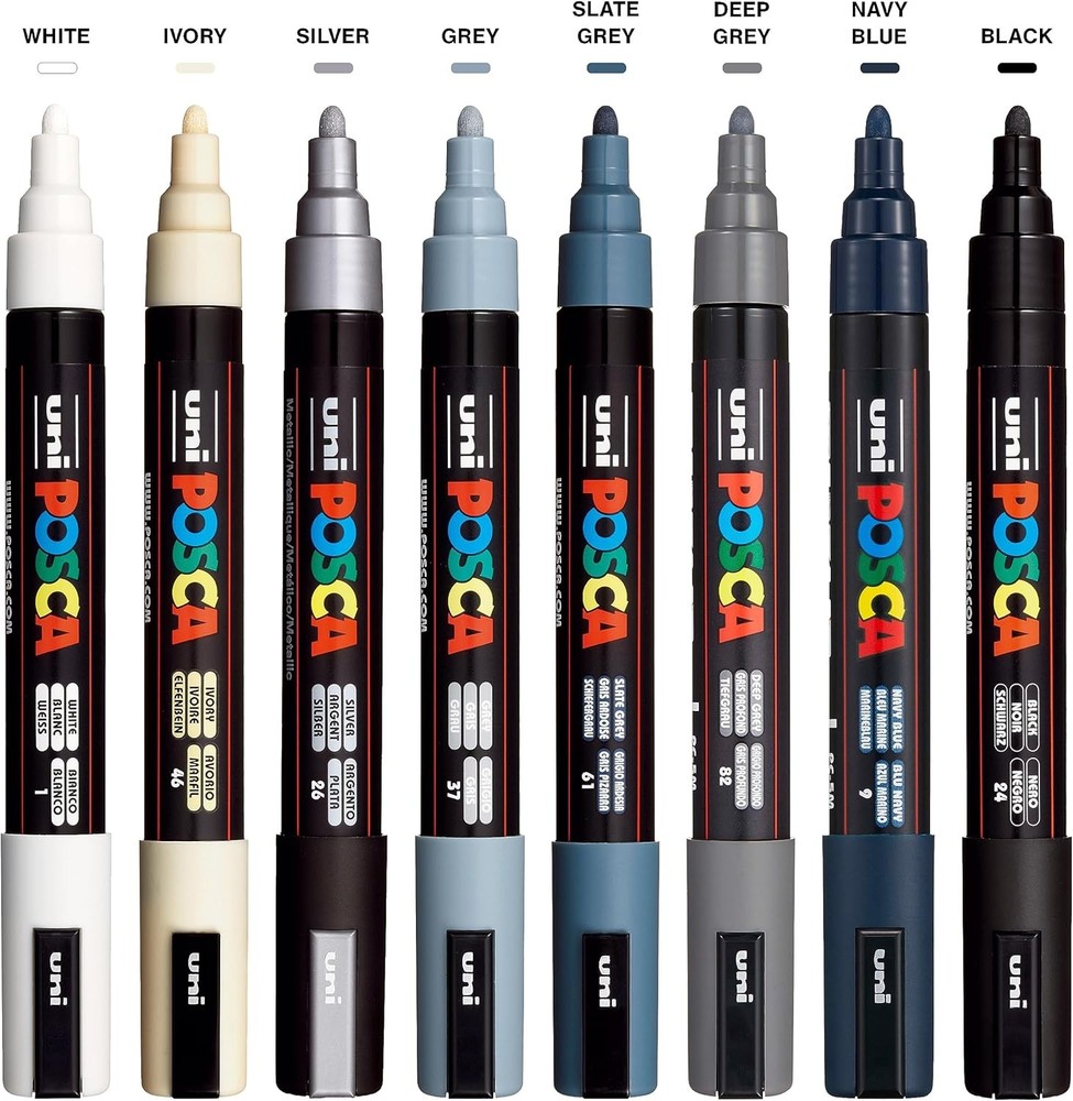 Posca Markers Set, 8 Medium Paint 5M – Mono Tones Medium,