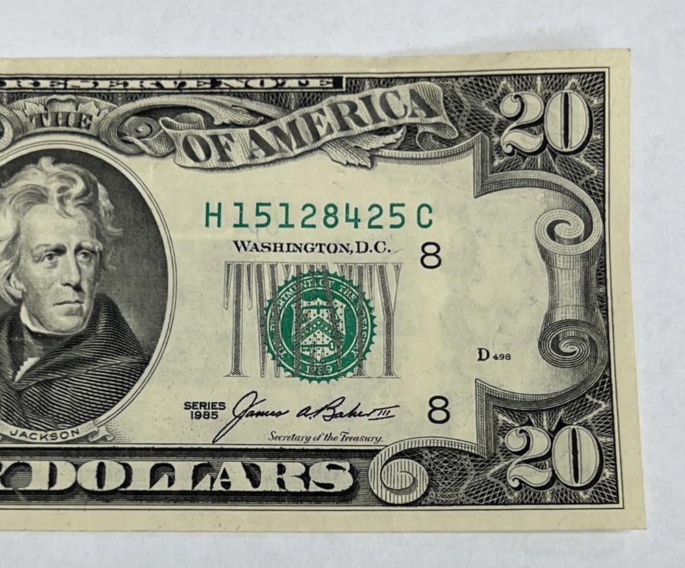 1985 $20 Bank Note Error- Back Printed On Obverse - St Louis, MO