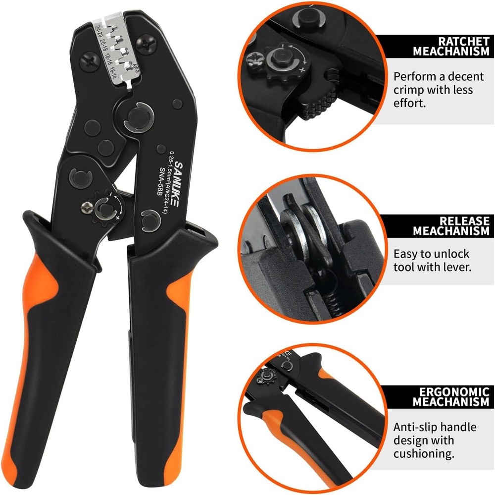 Wire Crimping Tool, Ratcheting Wire Crimper for Open Barrel Terminal Connecto...