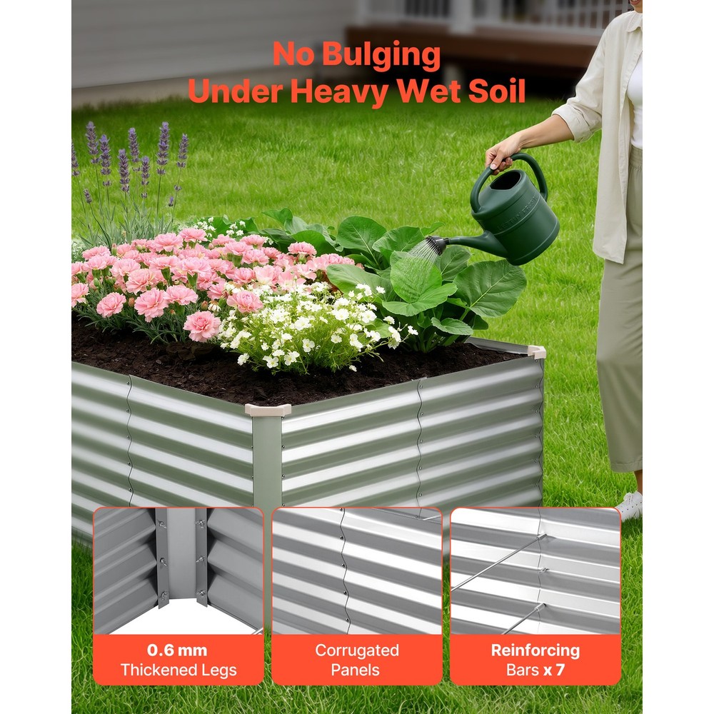 Uimoso Galvanized Metal Raised Garden Bed 8 x 4 x 2 ft Rectangular Planter Box