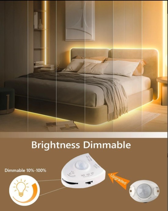 WILLED Under Bed Lights, Dimmable Motion Activated Led Light Warm White 5 ft