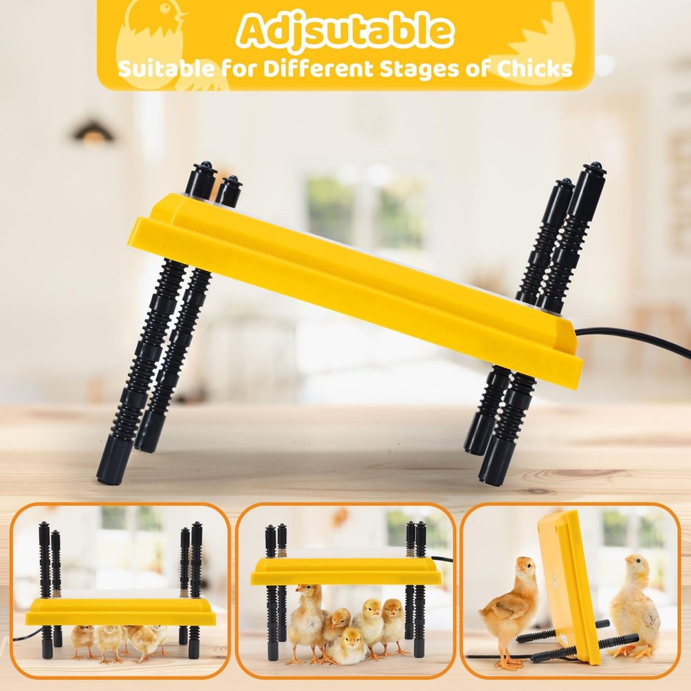 Brooder Heating Plate for Chicks Adjustable: with Bonus 12x12 Warmer with Easy
