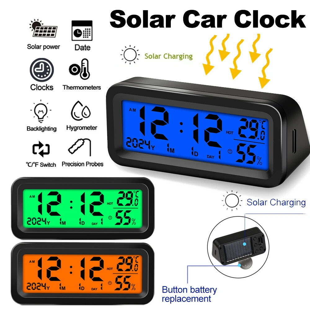 Car Digital Week Temperature Humidity Backlit Display for Dashboard Car Clock