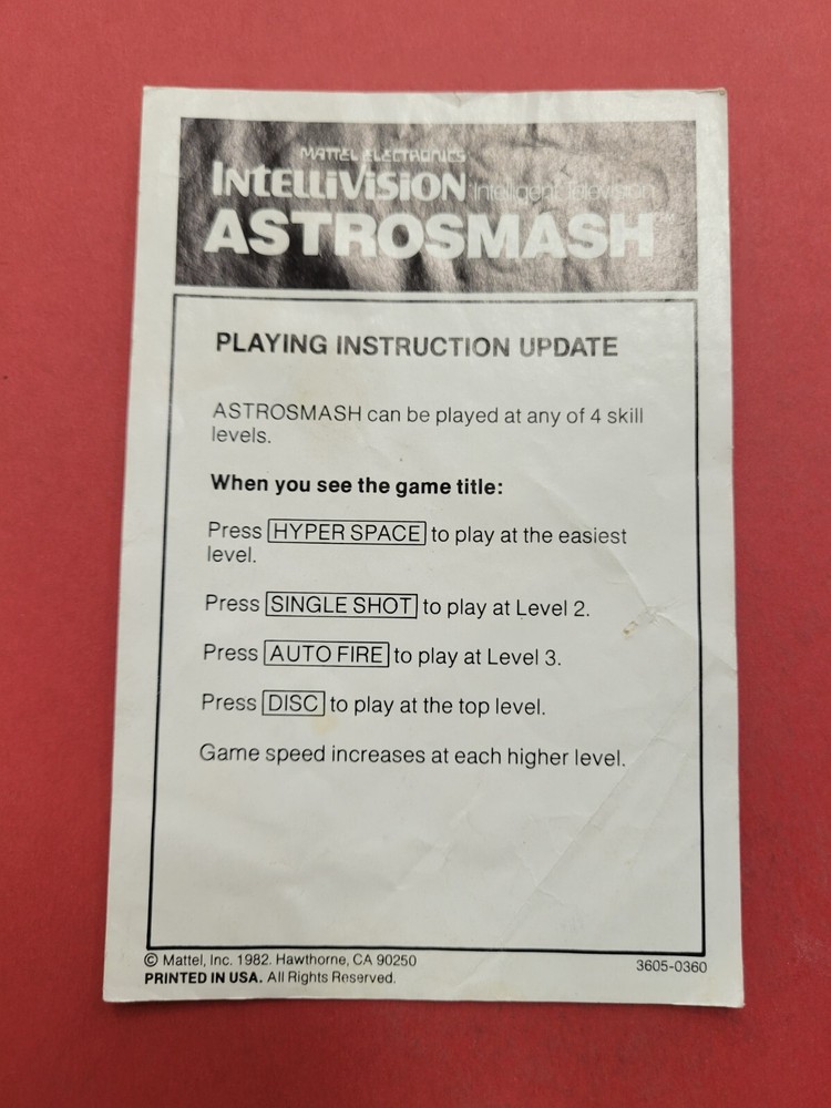 Intellivision Astrosmash Playing Instruction Update