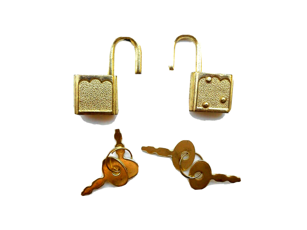 2 Small Metal Padlock Mini Tiny Box Lock with 4 same Keys