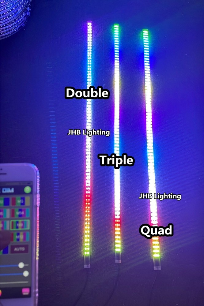 JHB 1x 4FT DOUBLE ROW App Ctrl CHASING Flow LED Underglow Grill Strips Light