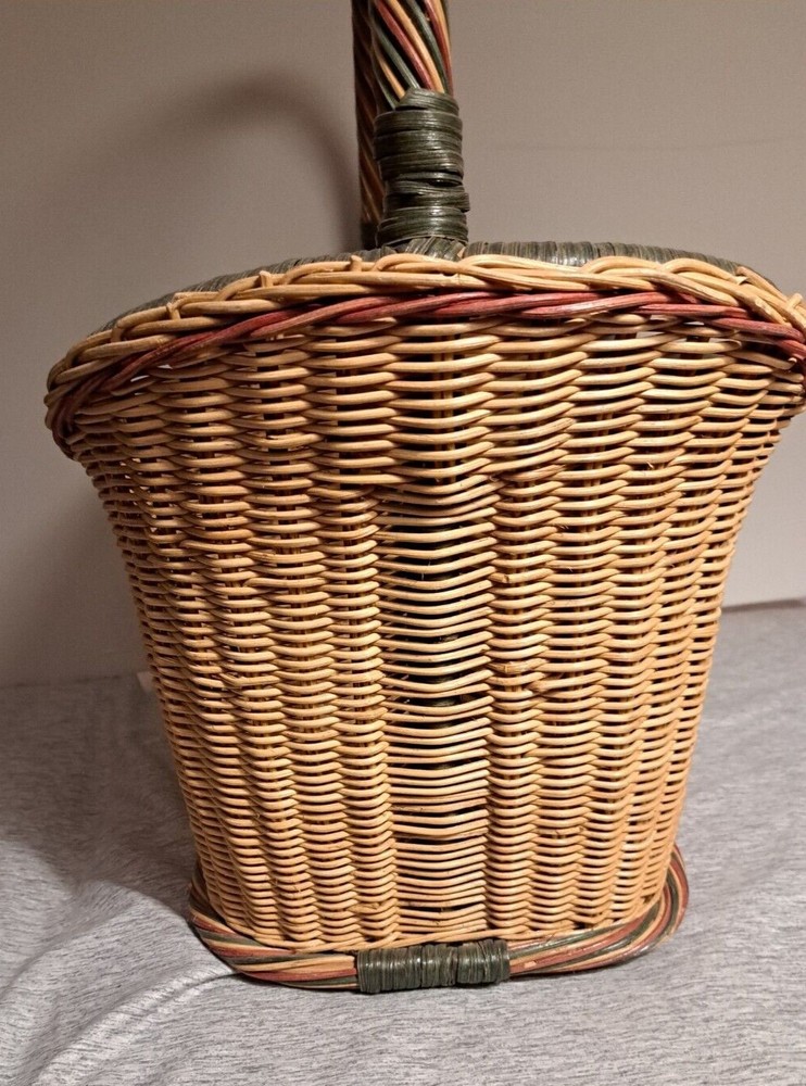 Vintage Wicker Magazine Rack with Handles