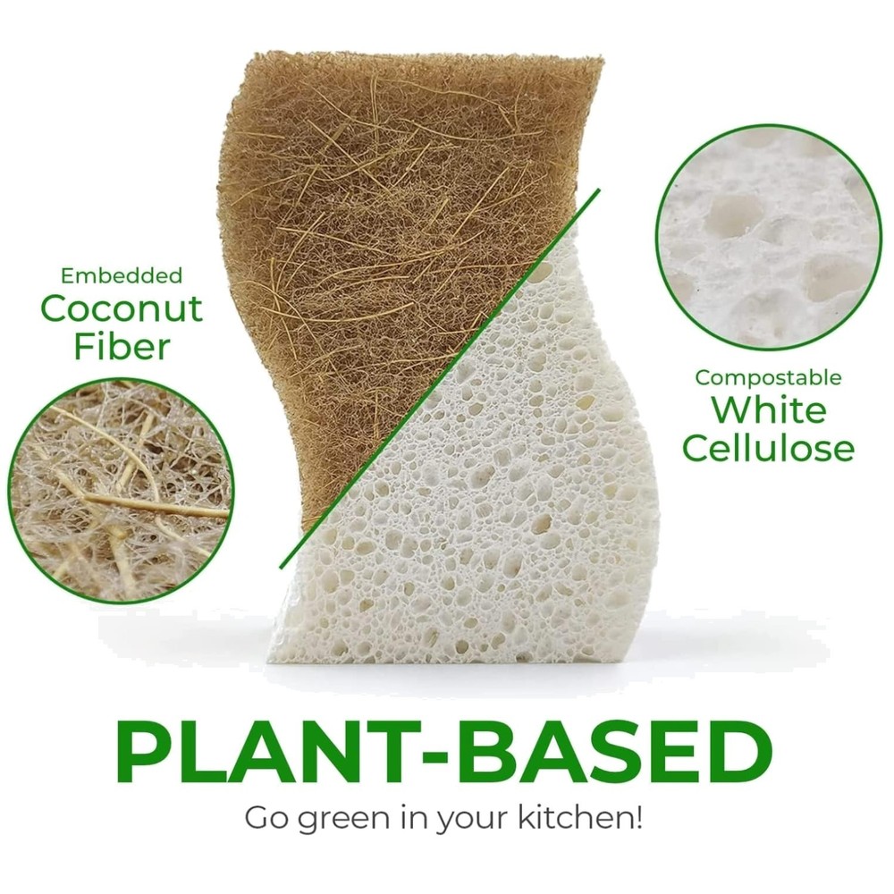 Non Scratch Dish Sponges - Biodegradable Cellulose & Coconut